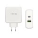 AISENS Cargador 48 W, 1x USB-C PD3.0 30 W, 1x USB-A QC3.0 18 W, Blanco - ASCH-2PD30QC-W